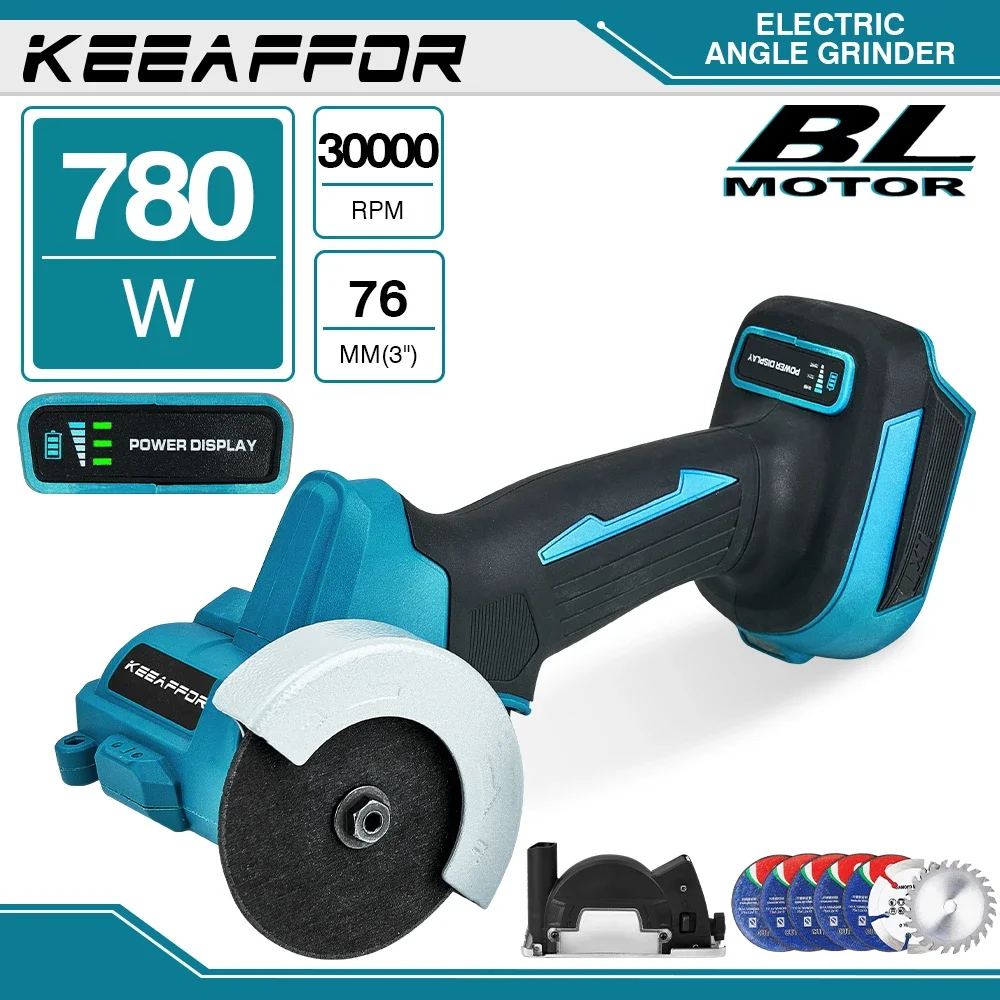 

KEEAFFOR Brushless 76mm Angle Grinder Speed Variable Cordless Electric Cutting Grinding Woodworking Tool For Makita 18V Battery