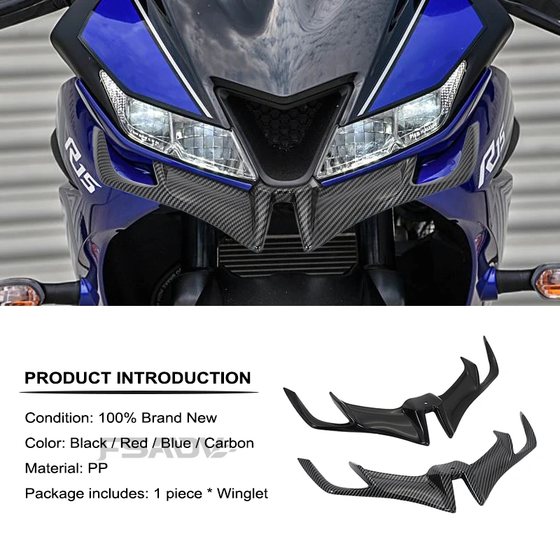 Front Fairing Beak Fixed Wing Aerodynamic Protective Cover For YAMAHA R15 V3 2017 2018 2019 2020 2021 Motorcycle Accessories
