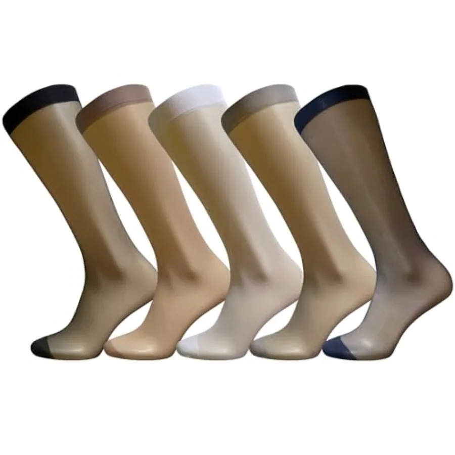 

Uaussi 5 Pairs Mens Silk Sheer Socks OTC Ultra Thin Nylon Dress Sock Daily Casual Stockings Work Business Sox