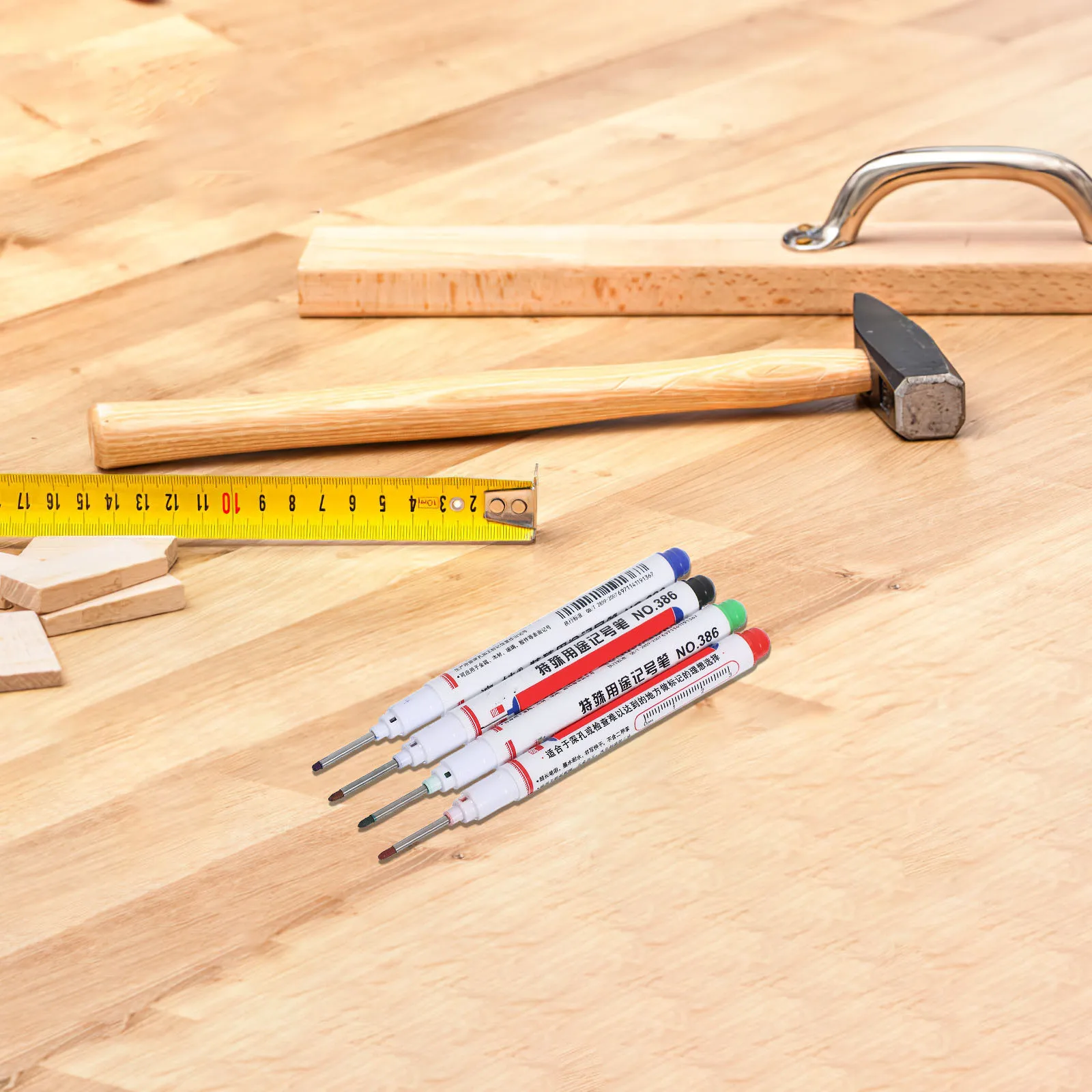 

8pcs Oil Based Marking Pens for Deep Hole Fabrication Permanent Hole Identification Tool Wood Tile Bore Measurement