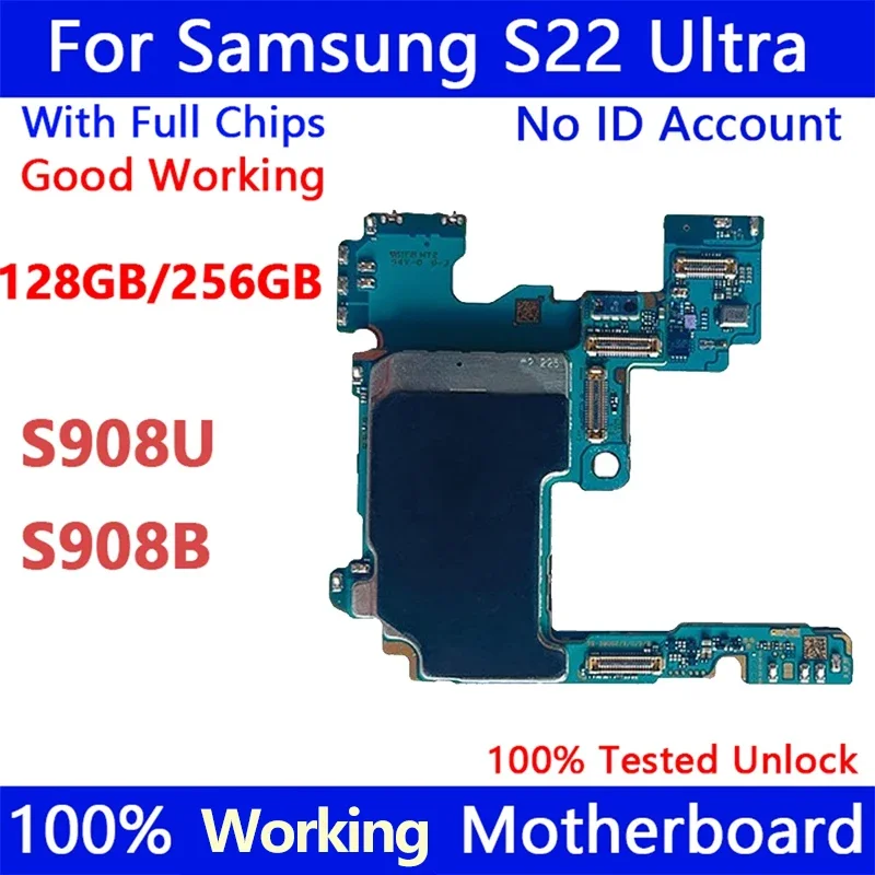 100% Working Unlock Mainbaord For Samsung Galaxy S22 Ultra S908B 256G S908U With Full Chips Motherboard Android OS Logic Baords