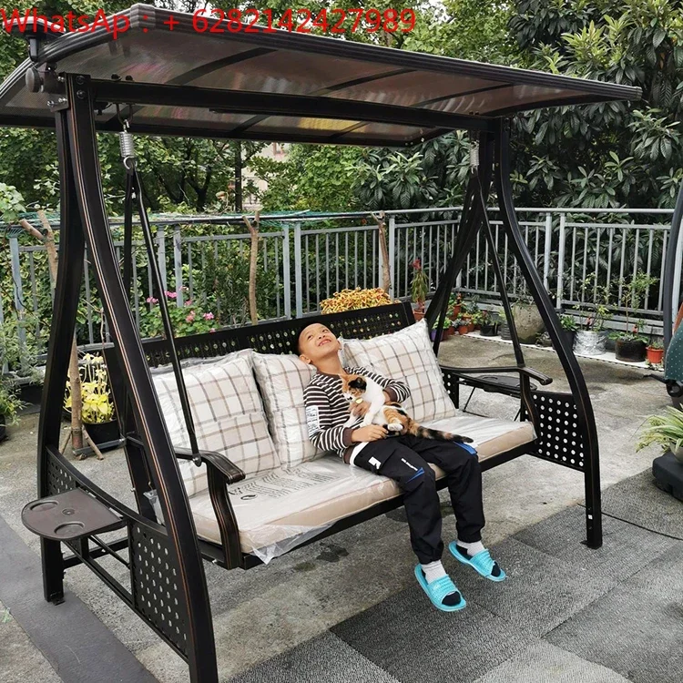 

Outdoor swing, rocking chair, balcony, villa, balcony, hanging chair, anticorrosive wood rattan, iron cradle, courtyard swing