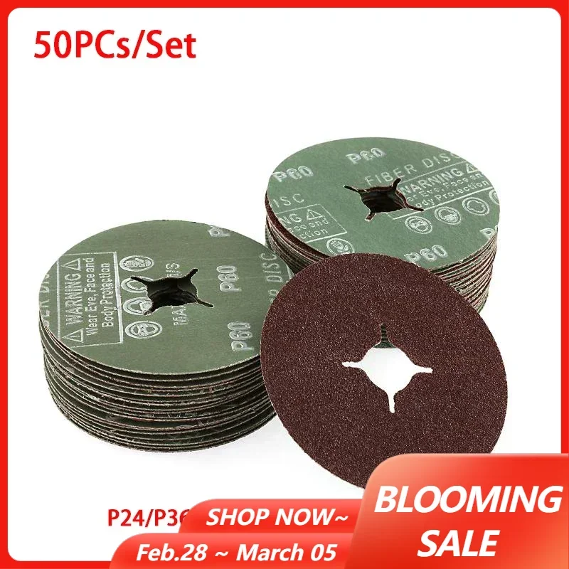 50 قطعة/المجموعة الألياف الصنفرة جلخ الرملي القرص P24 P36 P40 P60 P80 P120 عبر ثقب الأحمر الصلب الصنفرة القرص للنجارة