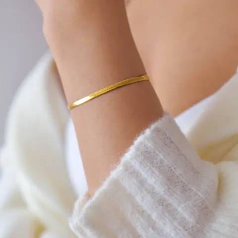 18k guldpläterat Cz fyrbladigt blommaarmband för kvinnor och flickor, elegant justerbar länkkedja, armband, lyxiga trendiga smycken 10 best sales fint guldarmband - №7
