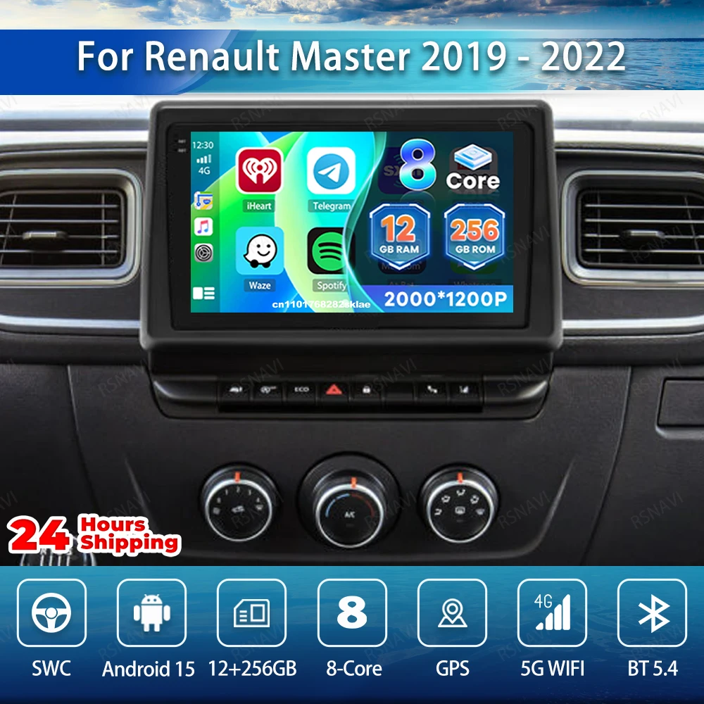 

Android 15 Car Radio For Renault Master 2019-2021 2022 NO 2DIN WIFI+4G 8 Core Carplay Wireless 9/10 Inch QLED DSP DVD Snapdragon