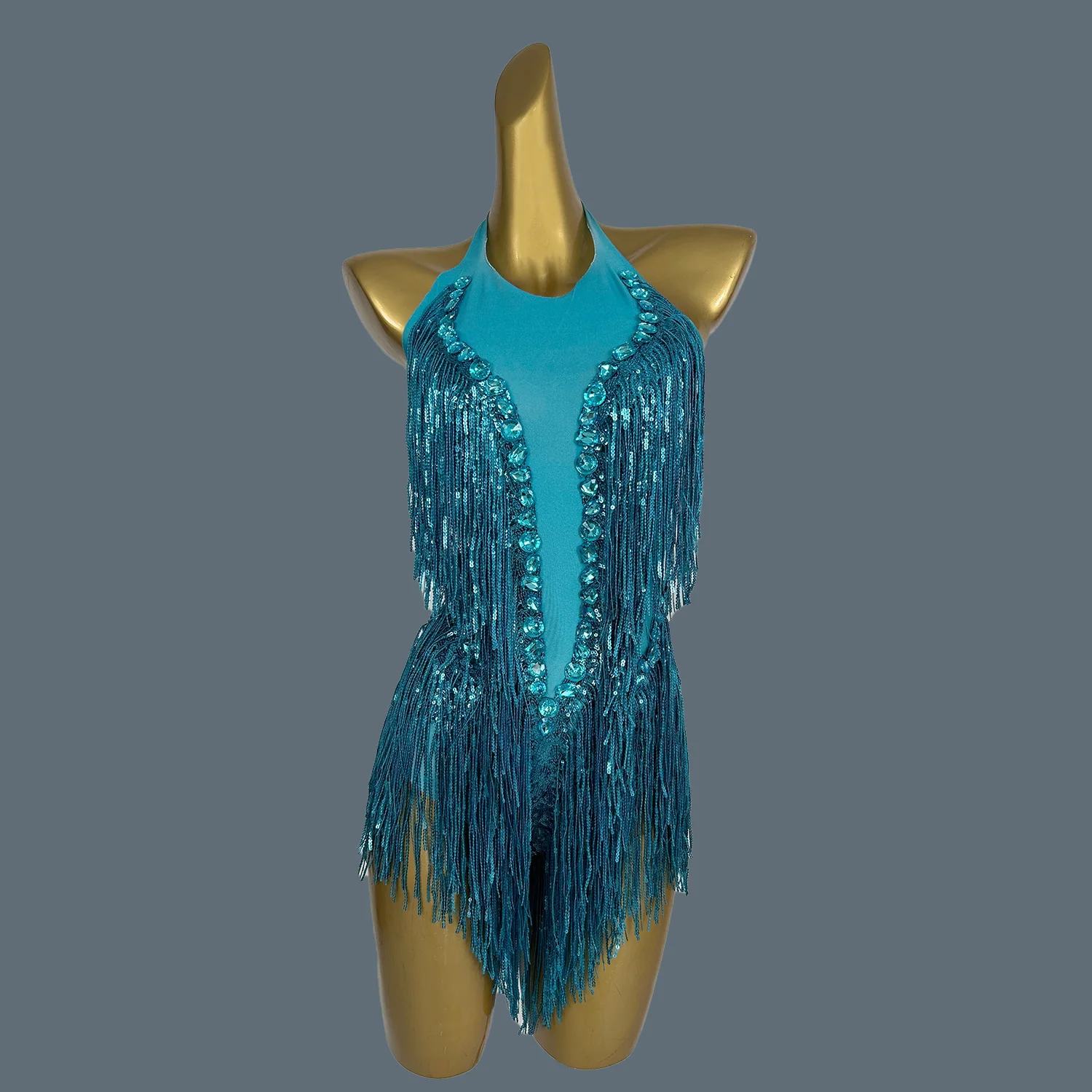 Luxury Diamonds Skinny Bodysuit Women Sexy Sequins Fringes Stage Outfit Dance Singer Performance Cosutme Nightclub Wear Shuye