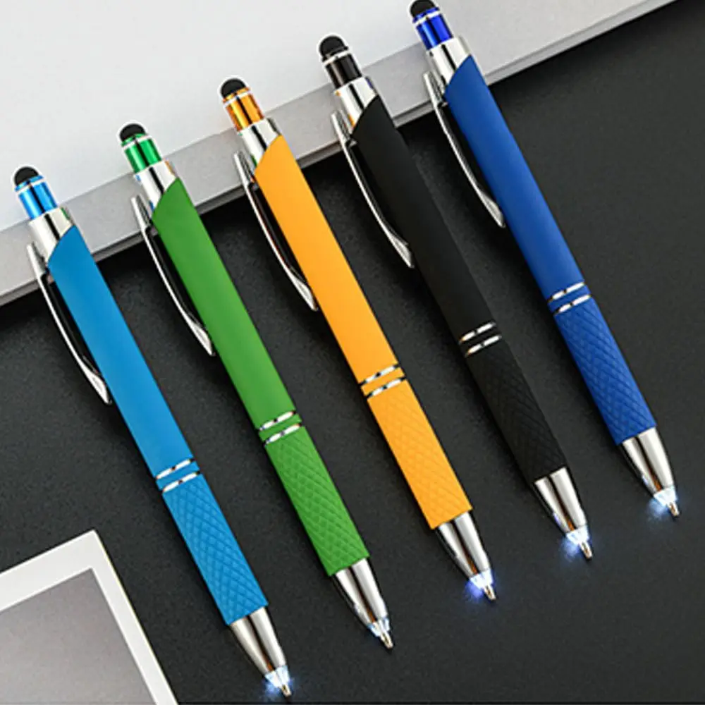 2PCS 3-in-1 With LED Light Screen Touch Gadgets Capacitive Pen Multi-function Pen Outdoor Tool Ballpoint Pen