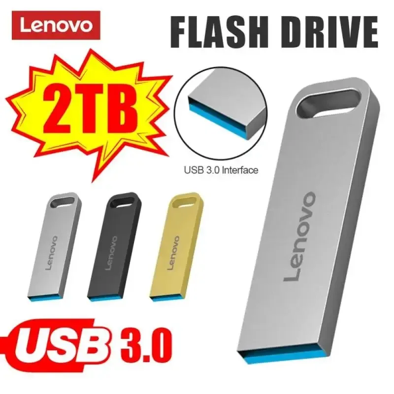 Lenovo USB Flash Drive Lightning Interface 2 IN 1 USB3.0 Pen Drive 1TB 2TB TYPE-C Usb memori Disk untuk Android/iphone