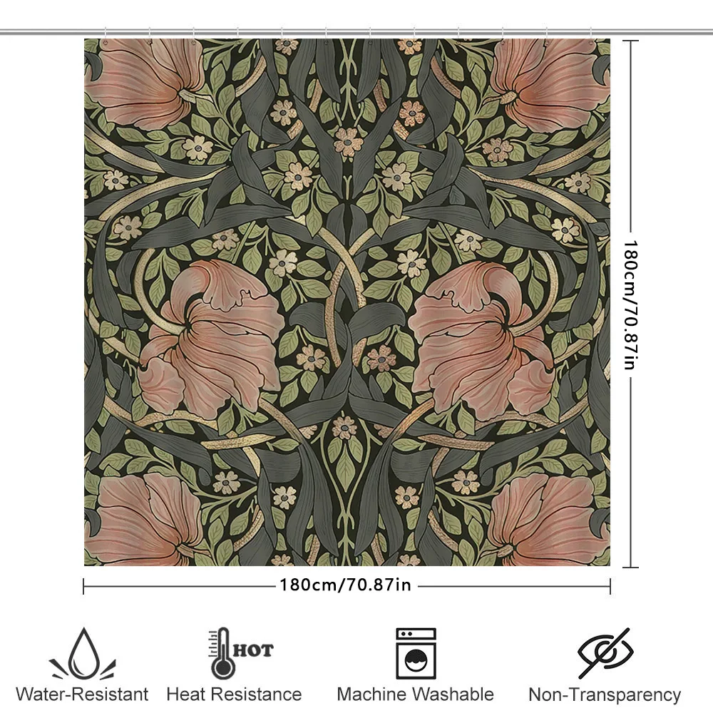 Vintage bloemen douchegordijn Boheemse decor badkameraccessoires set