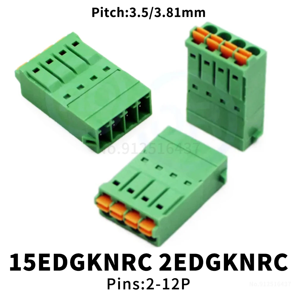 (1 pcs) KF 2EDGKNRC - 3.5mm 3.81mm Plug-in PCB terminal block Splice connector Desk terminal block 2-12Pin 15EDGKNRC 3.5 3.81