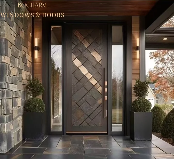Front DoorBOCHARM Modern Exterior Front Door Waterproof Anti-theft Pivot Door 304 Stainless Steel Customizable 5 Year Warranty F
