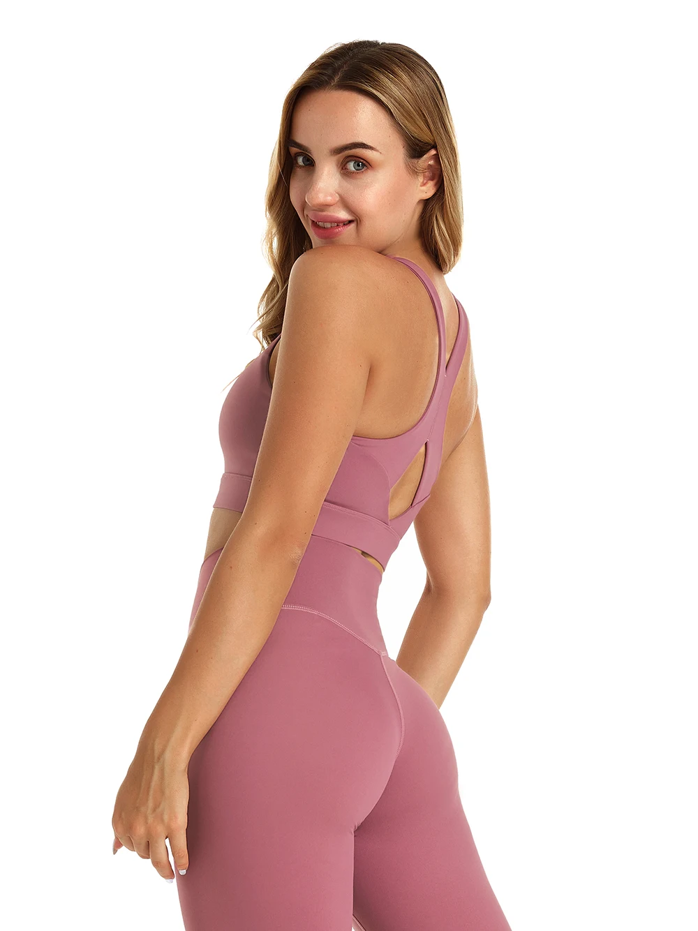 NEPOAGYM − Soutien-gorge de sport pour femmes, doux, moyen, push-up, entraînement, découpe dans le dos, haut de course