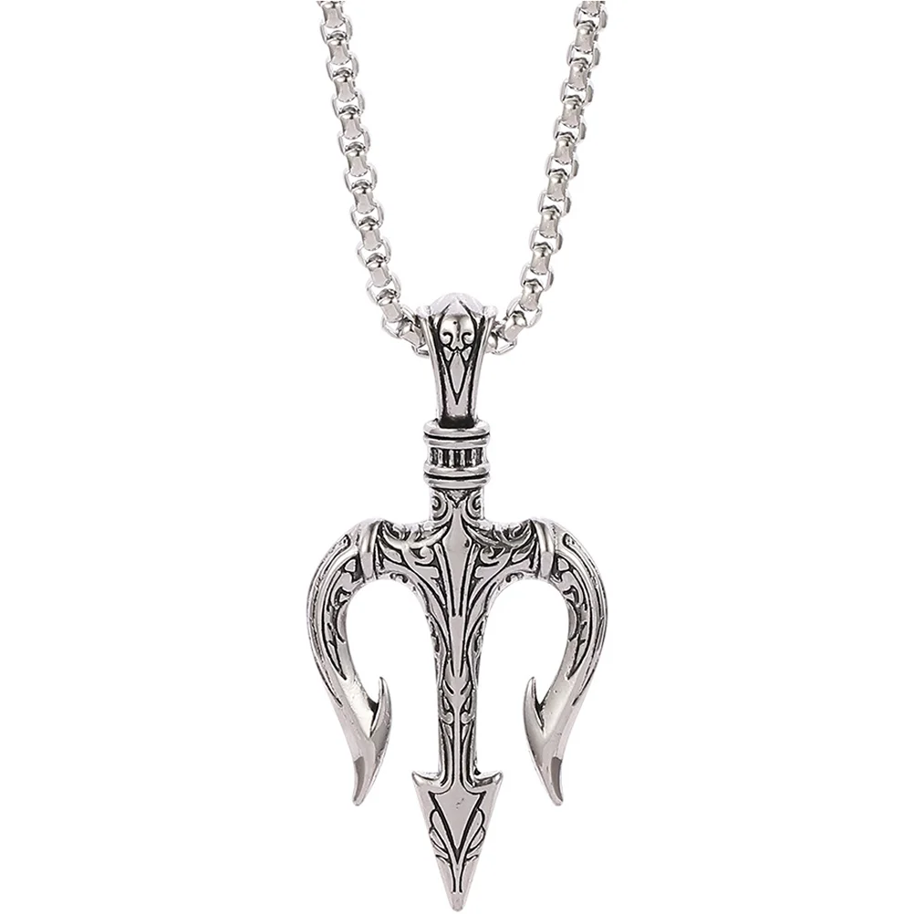 

Trident Necklace Men's Necklaces Pendant for Mens Jewelry Greek Chain with Vintage