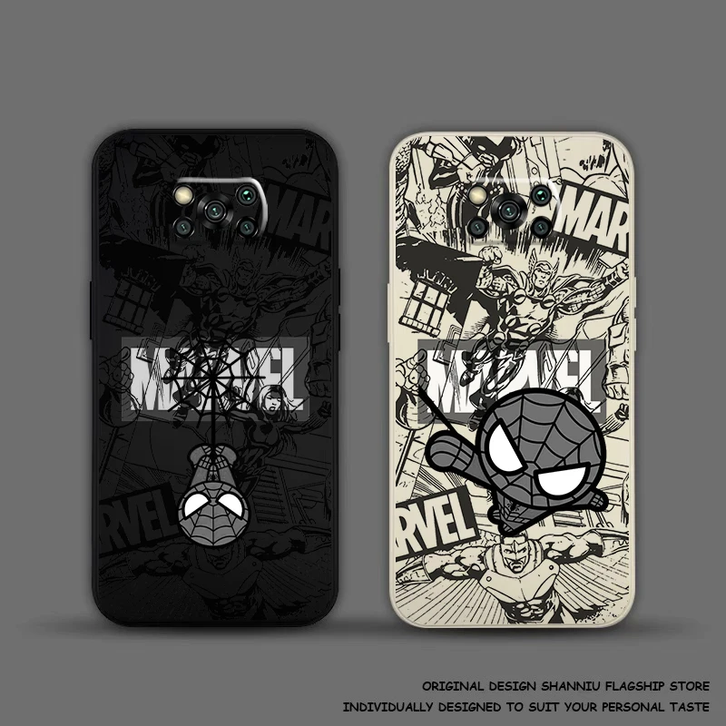 

Marvel Spiderman Logo For Xiaomi POCO F5 F4 F3 Pro GT POCO X4 X3 Pro NFC M4 M3 Pro Phone Case Liquid Silicone Cover