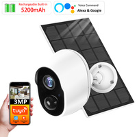 3MP Tuya Smart Life Battery Solar Outdoor WIFI Surveillance Security PIR Motion Detection PIR Camera Night Vision Alexa Google