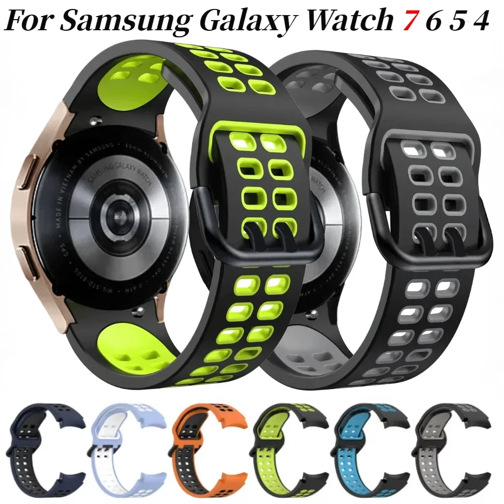 Two-color Sport Silicone Strap for Samsung Galaxy Watch 7 6 5 4 44mm 40mm/6 4 Classic 47mm 43mm 46mm Bracelet 5 Pro 45mm Correa