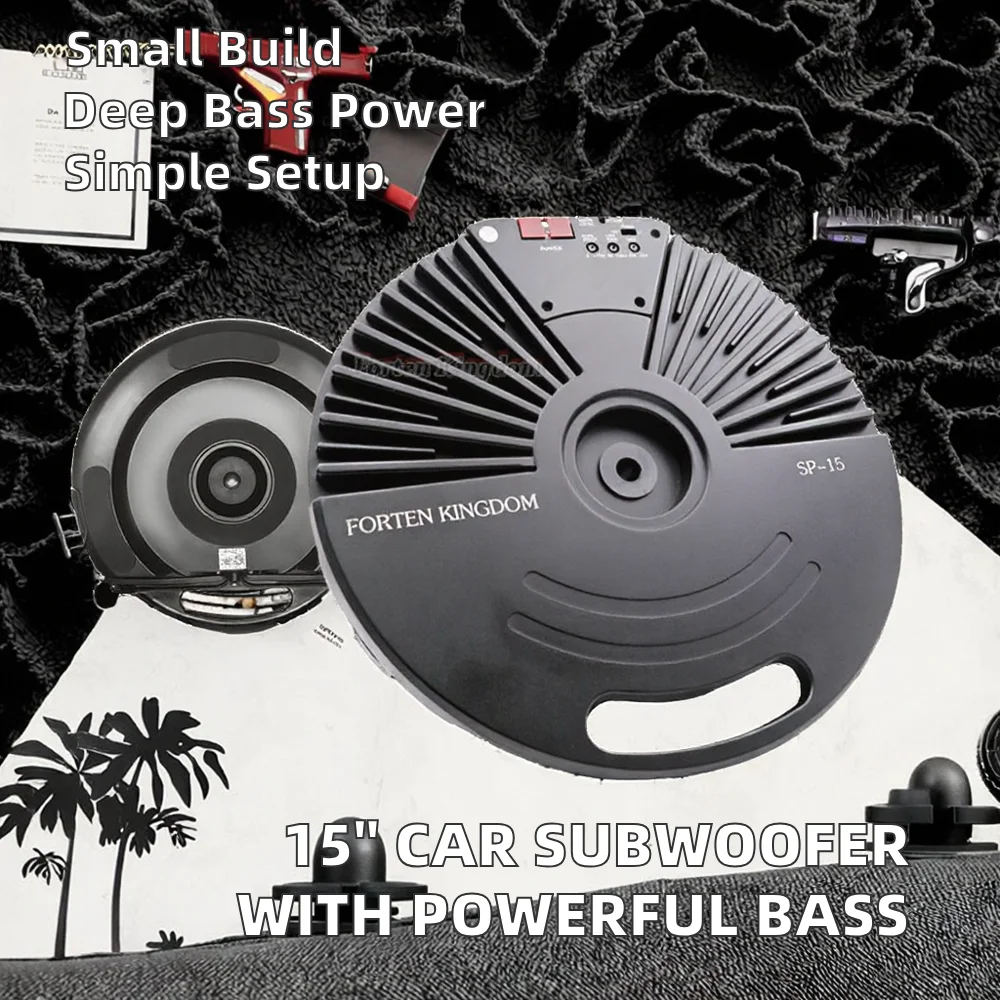 Universal 15-Inch Dual Coil Powered Car Audio Bass Amplifier Subwoofer with 500W RMS 84-87dB Max SPL Exterior Electronics