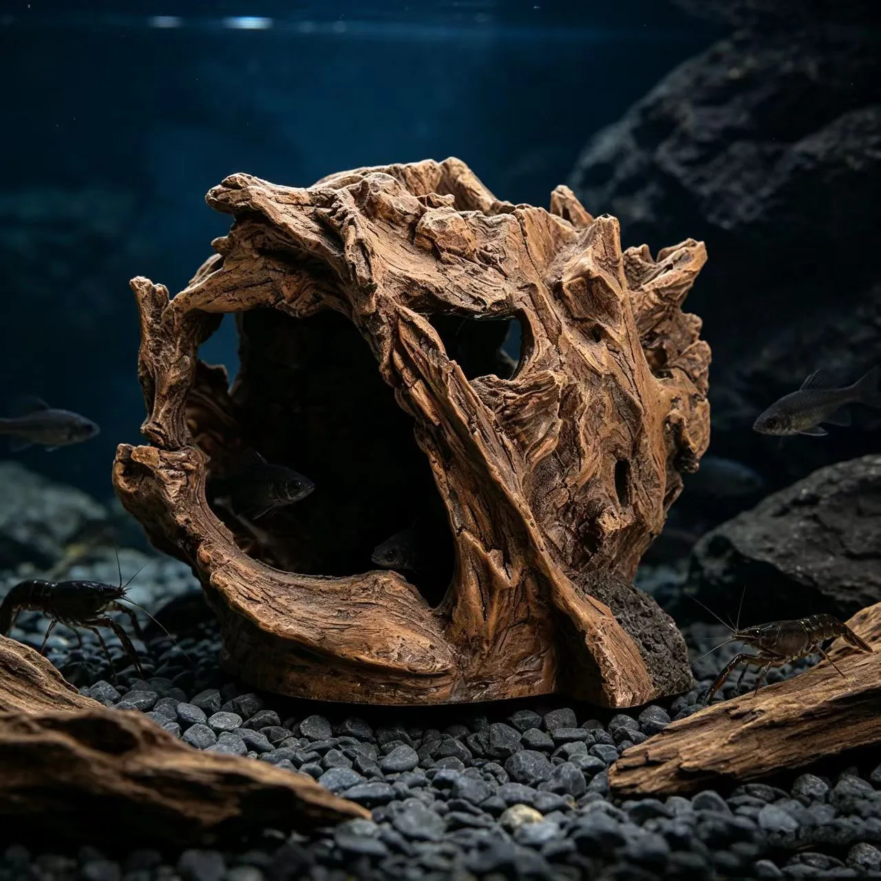 Künstliche Wurzelhöhle aus Kunstharz für Aquarien, Baumstumpf, Landschaftsdekoration, Aquarien-Versteck, Spielsitz, Laichstätte – Detail 1