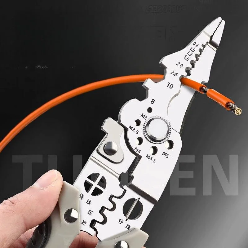 Multi functional 28 in one split wire winding and stripping pliers, specialized tool for electricians to press and break wires