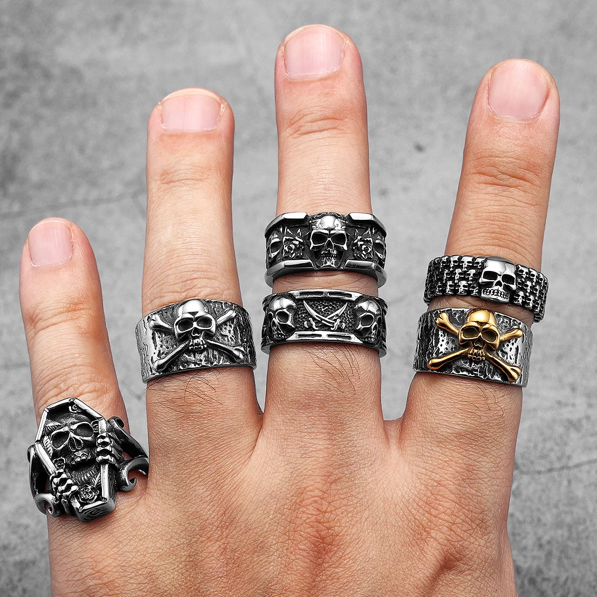 Mummy Skull Coffin Men Rings Stainless Steel Women Jewelry Punk Retro New In Rock Fashion Accessories Gift Wholesale Dropshiping