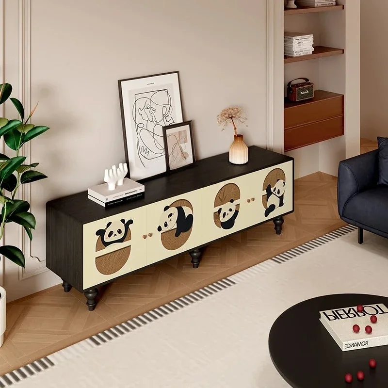 B Cream Wind Solid Wood TV Cabinet Bedroom Locker Living Room Porch Storage Cabinet