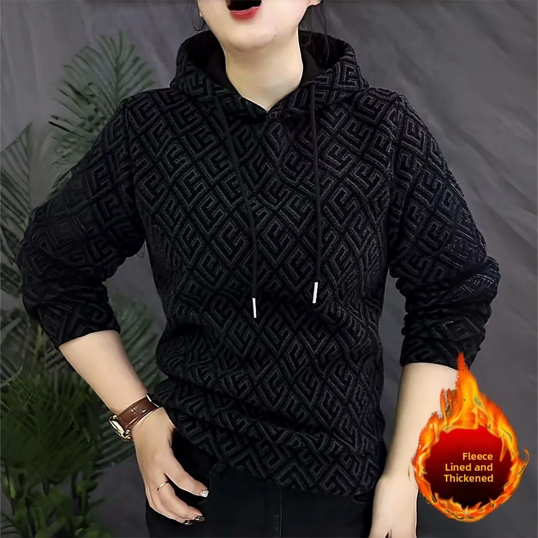 

Thiened Fce Hoodie Men's Faionable Casual Slim Fit Polyester Long Sve Sweatirt Easy Care Deformable