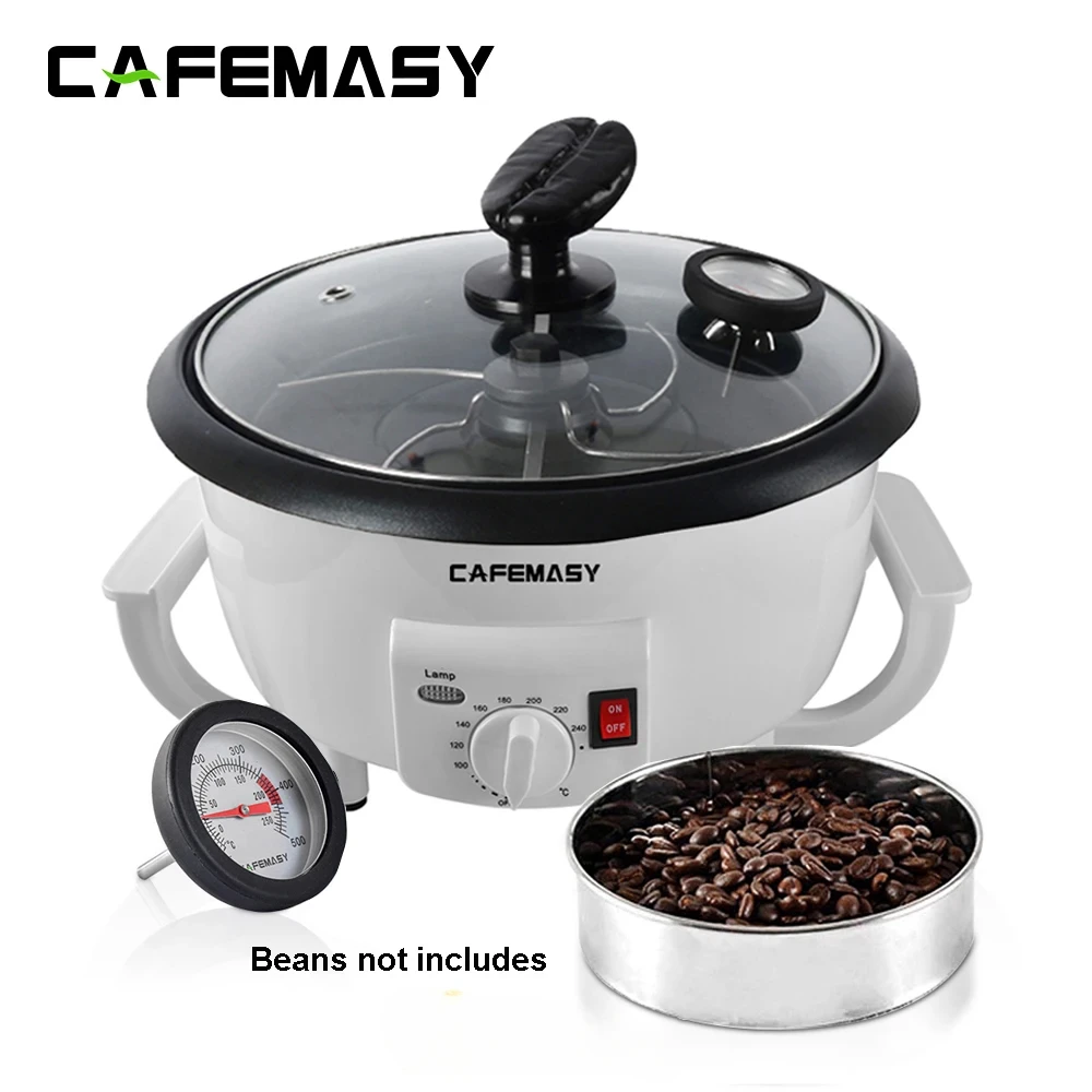 CAFEMASY Elektrische Kaffeebohnen Röster Erdnuss Backen Herd Popcorn Machen Trockner Rösten Maschine Getreide Trocknen Mit Thermometer/Pfanne