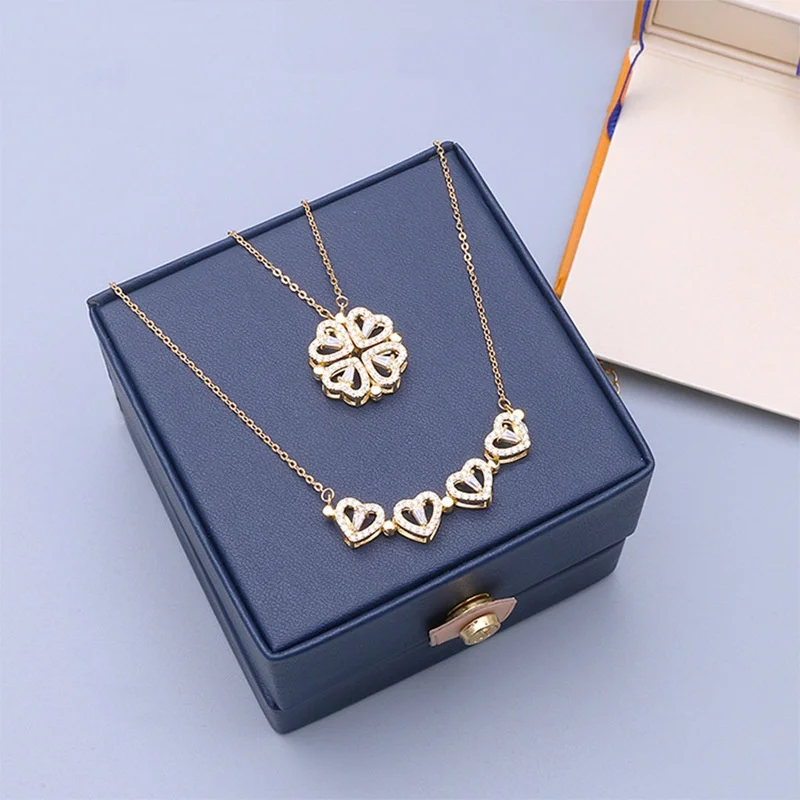 

2024 925 Silver san four-leaf necklace women creative two-wear love pendant birthday gift wedding gifts for guests party favors