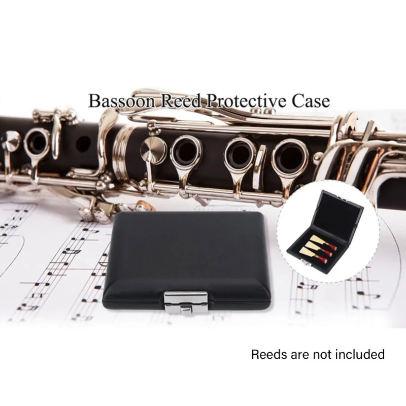 

Чехол из искусственной кожи, черный контейнер для фагота с тростями, чехол с прорезями для 3 тростей