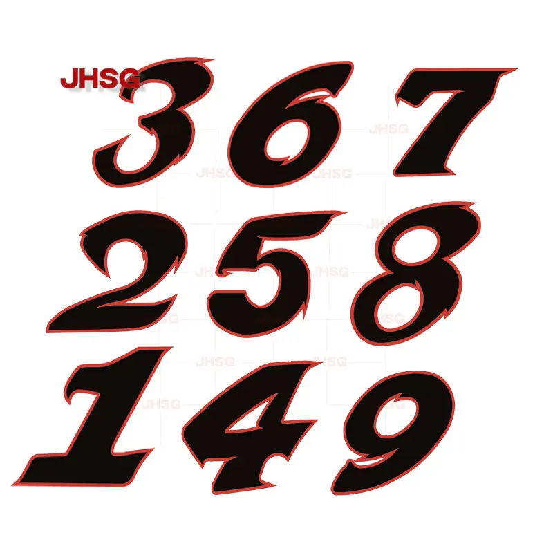 

JHSG гоночный стикер номер винил черный/красный автомобиль стикер 1, 2, 3, 4, 5, 6, 7, 8, 9 цифры стикер водостойкий солнцезащитный