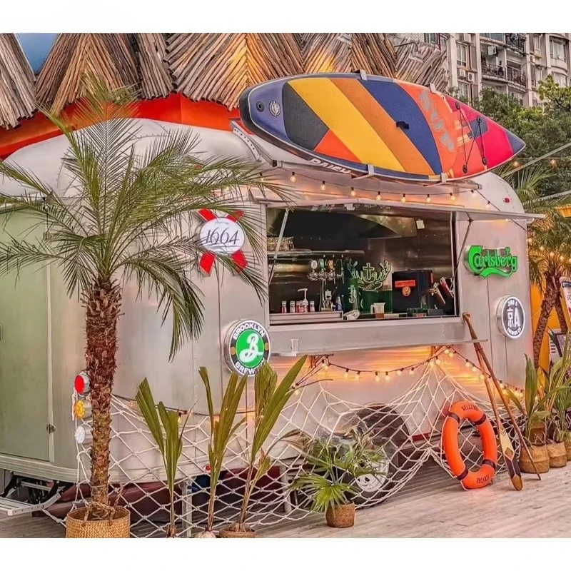 

Custom 4m Dining Car Concession Catering Food Trailer Usa Ice Cream Hotdog Food Cart Black Square Mobile Food Truck