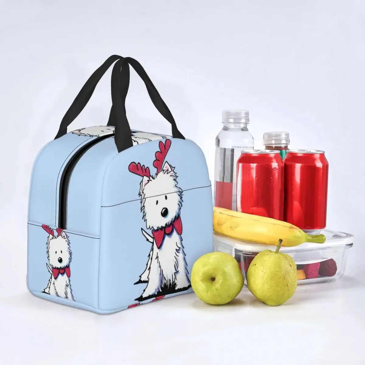 الكرتون الأبيض Westie الكلب المحمولة علب الاغذية ويست هايلاند الأبيض جحر جرو الحرارية برودة الغذاء معزول حقيبة الغداء الاطفال
