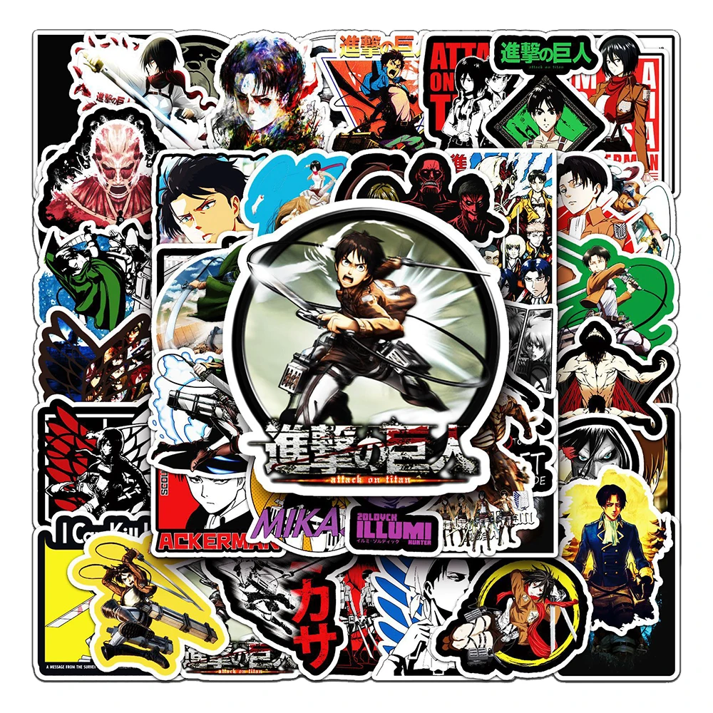 

10/30/50pcs Attack On Titan Stickers Anime Cool Cartoon Decals for Laptop Luggage Stationery Car Japan Manga Sticker Kid DIY Toy