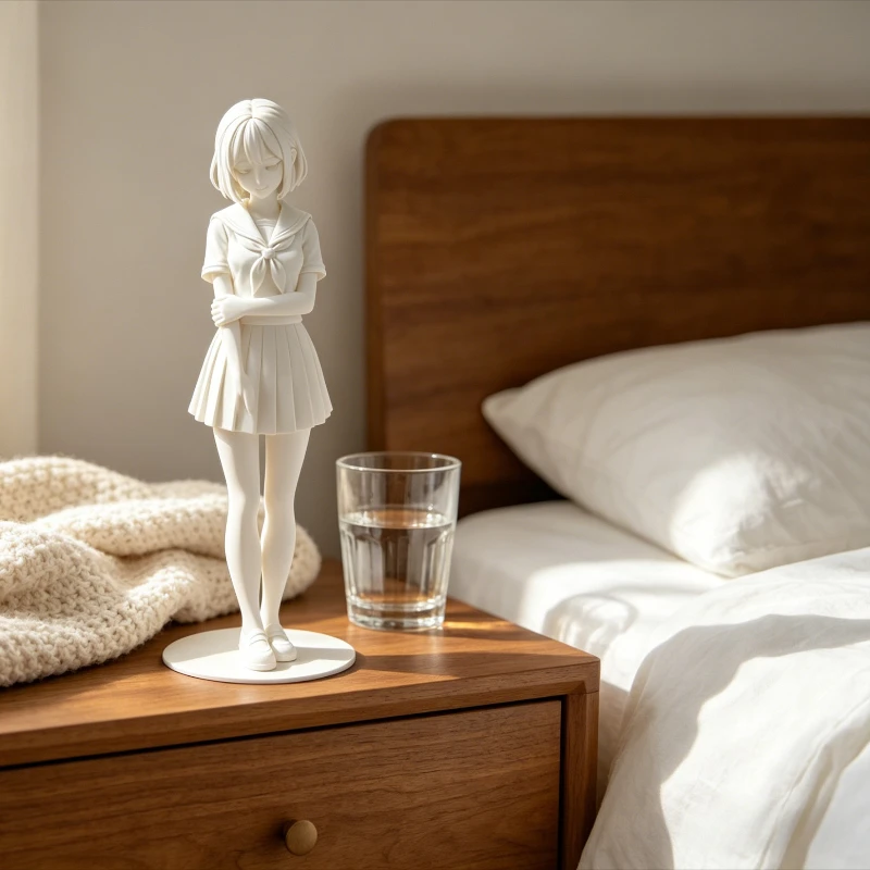 DIY Painting 3D Printed Anime Girl Figure, Shy Romantic Confession Theme, Desk Decor Collectible