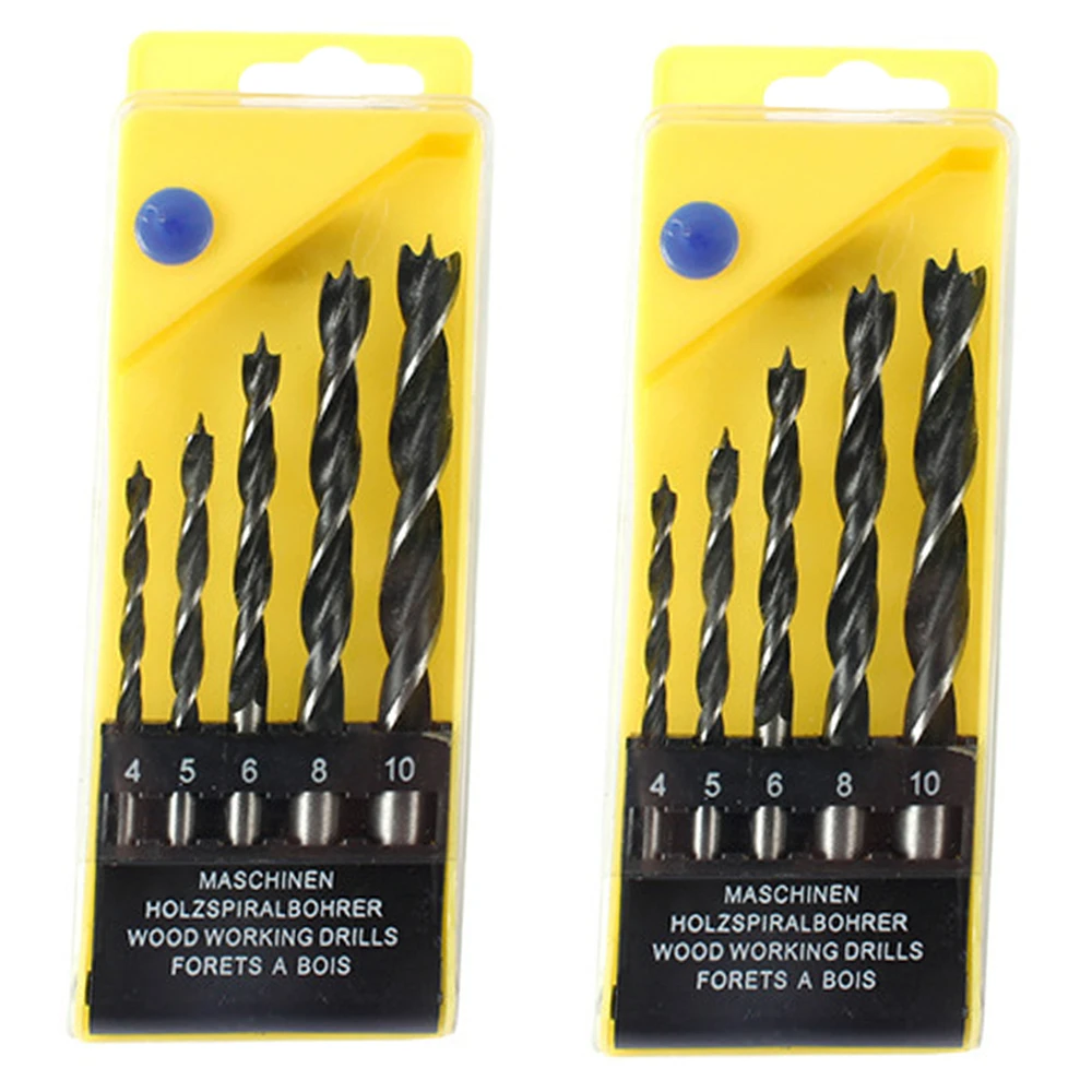 NEW Arrival  5Pcs/box 3 Flute wood Drill Bits Set for Woodworking Metal Power Tools Wood Drilling High Quality twisted drill
