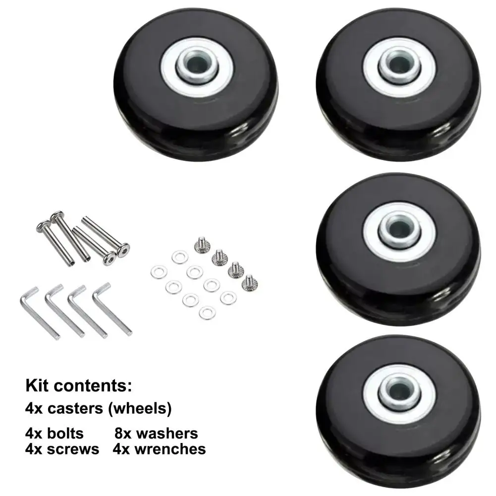 24/12Pcs Suitcase Parts Axles Dia 40mm/50mm/60mm Silent Travel Luggage Wheels Casters Repair Replacement Axles Repair Kit