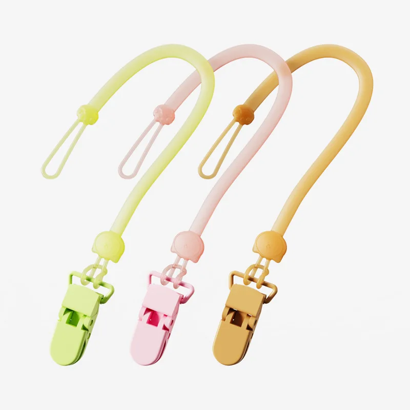 2pcs น่ารักการ์ตูนเด็กทารก Pacifier CLIP Candy สีซิลิโคน Pacifier CHAIN จุกนมหลอก Teething หัวนมสําหรับทารก Feeding