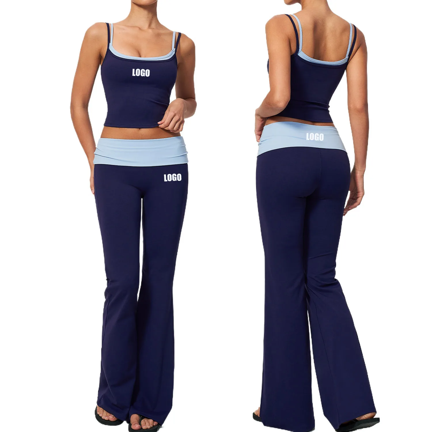 Personalized LOGO custom women's sports vest trousers fitness high waist abdomen hip lift waist yoga clothes two-piece set