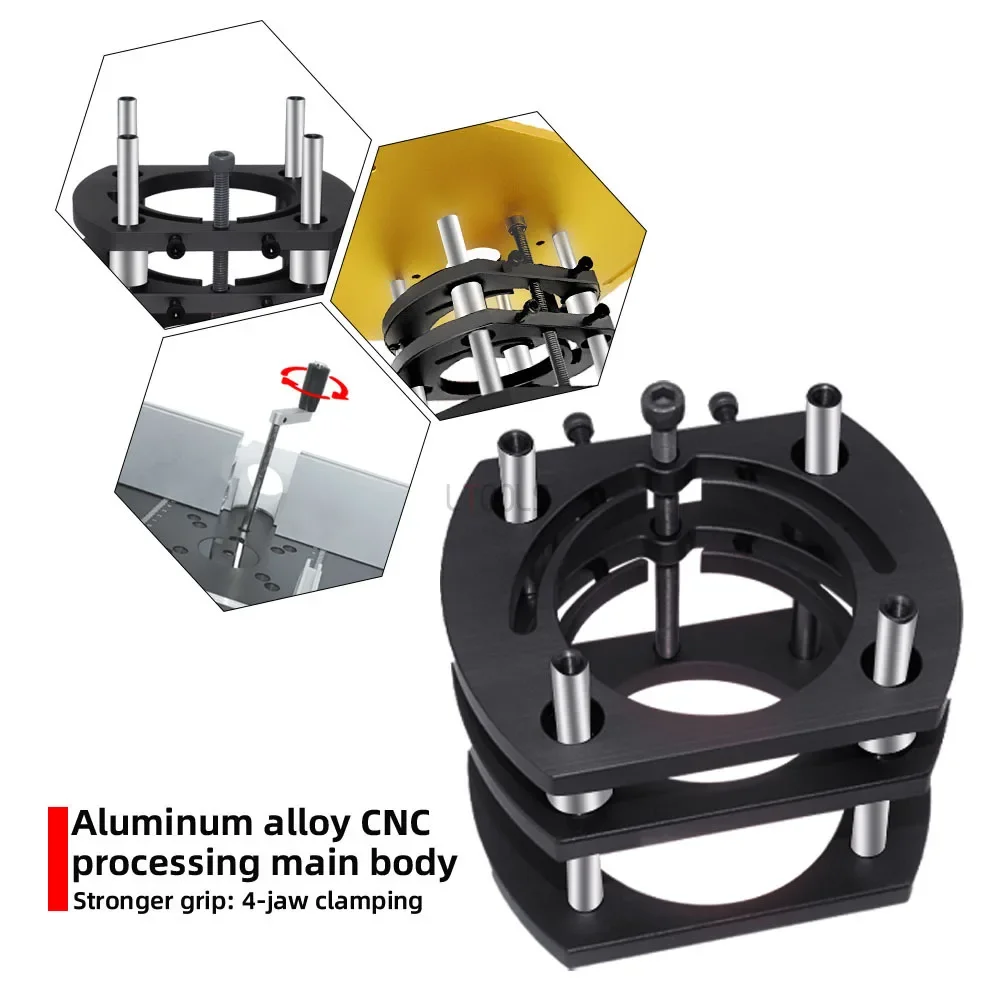 New Router Lift Base Aluminum Alloy Router Table Lift Tool Stainless Steel 4 Jaw Clamping Router Table Lifting System Base