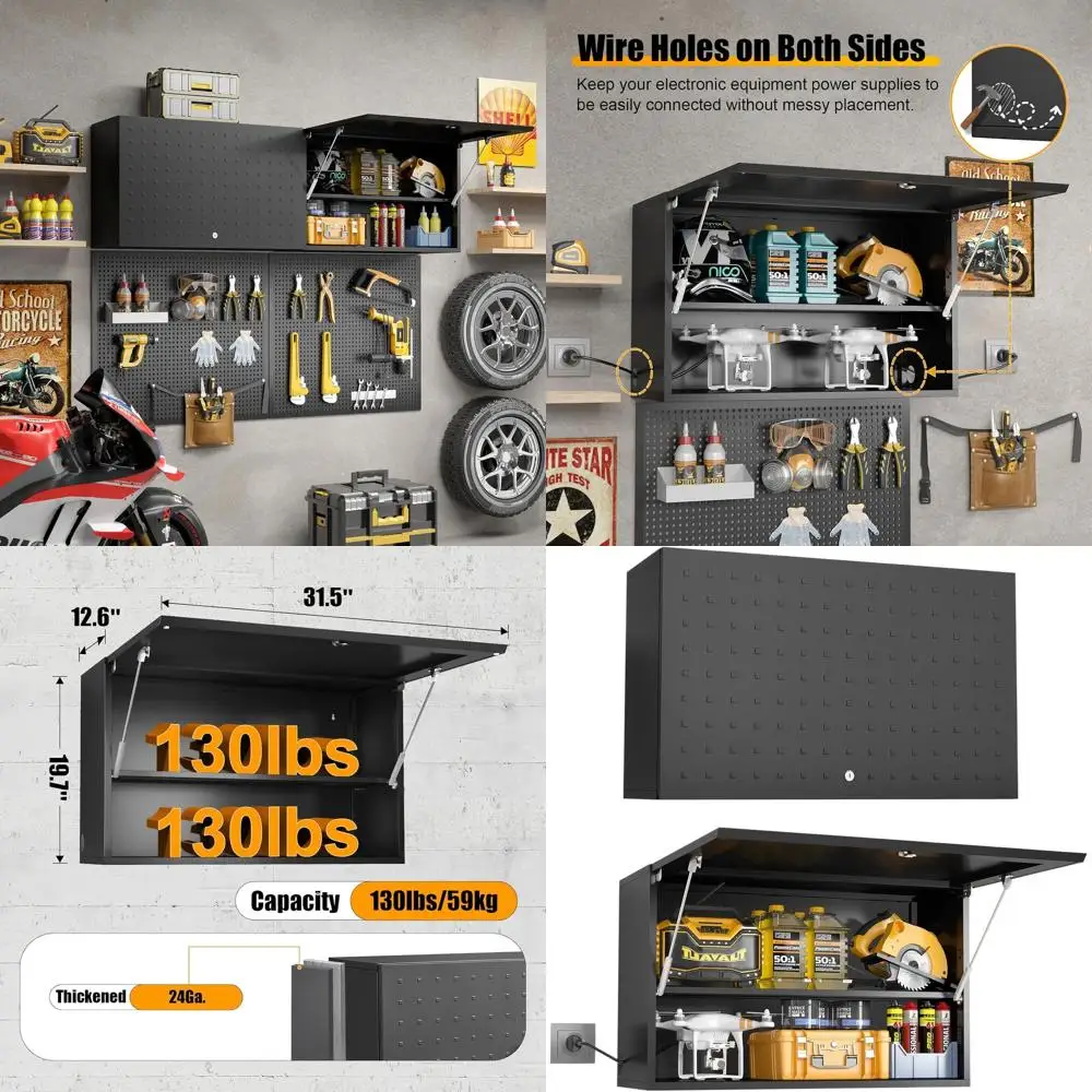 

Secure Wall-Mounted Metal Storage Cabinet with Adjustable Shelves and Door for Garage and Workshop