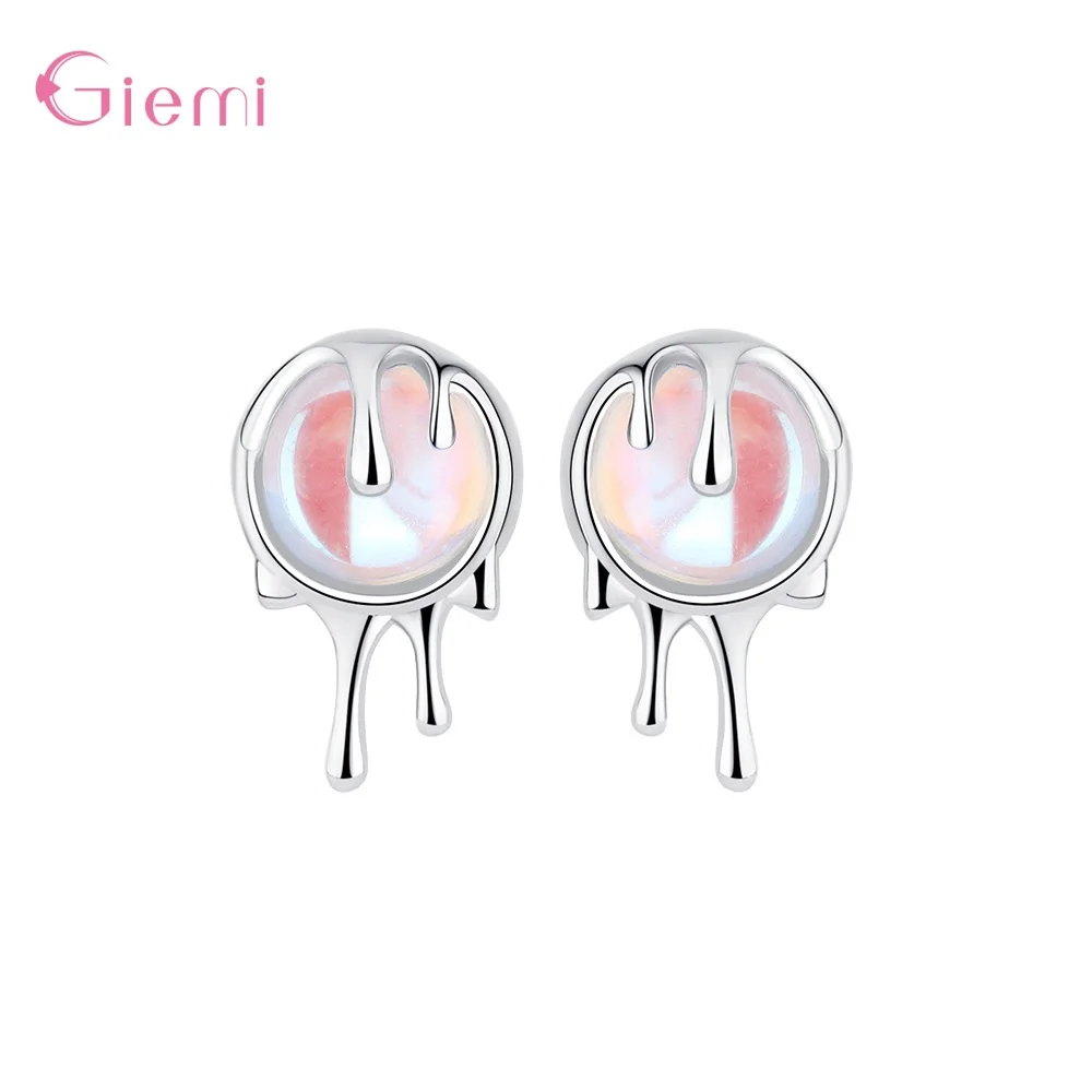 Korean Style Genuine 925 Sterling Silver Sparkling Moonlight Stone Earrings Personality Irregular Gradient Earrings Jewelry