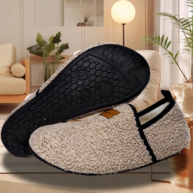 

New Solid Color Home Slippers For Winter Indoor Use With Anti Slip Rubber Sole For Warmth Suitable For Both Men And Women