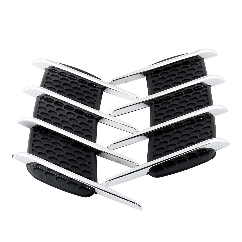 

2pcs Car Air Vent ABS Chrome Durable Adhesive Base Easy Install Fashionable Decor Waterproof Grille Sticker Universal Engine