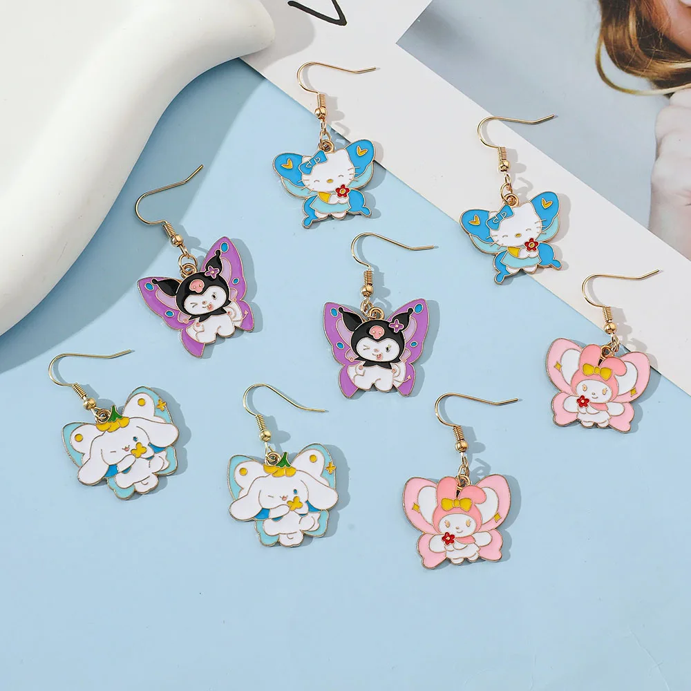 Anime Hello Kitty Metal Enamel Earrings Fashion Exquisite Pendent Earring Jewelry Accessories Kawaii Gifts Exquisite Collection