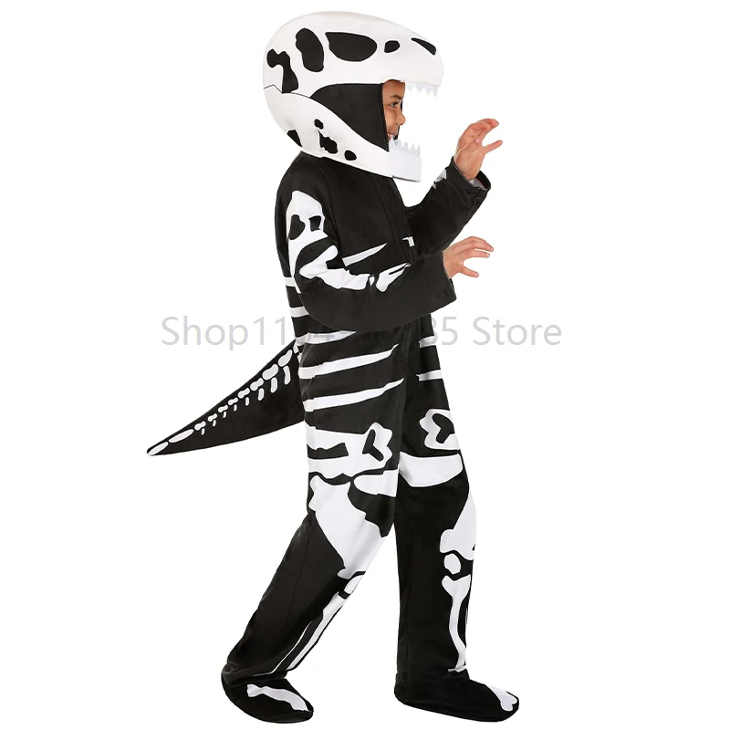 

Boys Skeleton T-Rex Dinosaur Halloween Fancy Dress Up World Book Week Outfit Girls Children Tyrannosaurus Fossil Costume