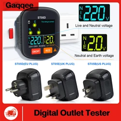 Digital Outlet Tester Electrical Receptacle Detector with LCD Display 110V 220V AC Voltage Socket Checker for Home EU/US/UK Plug
