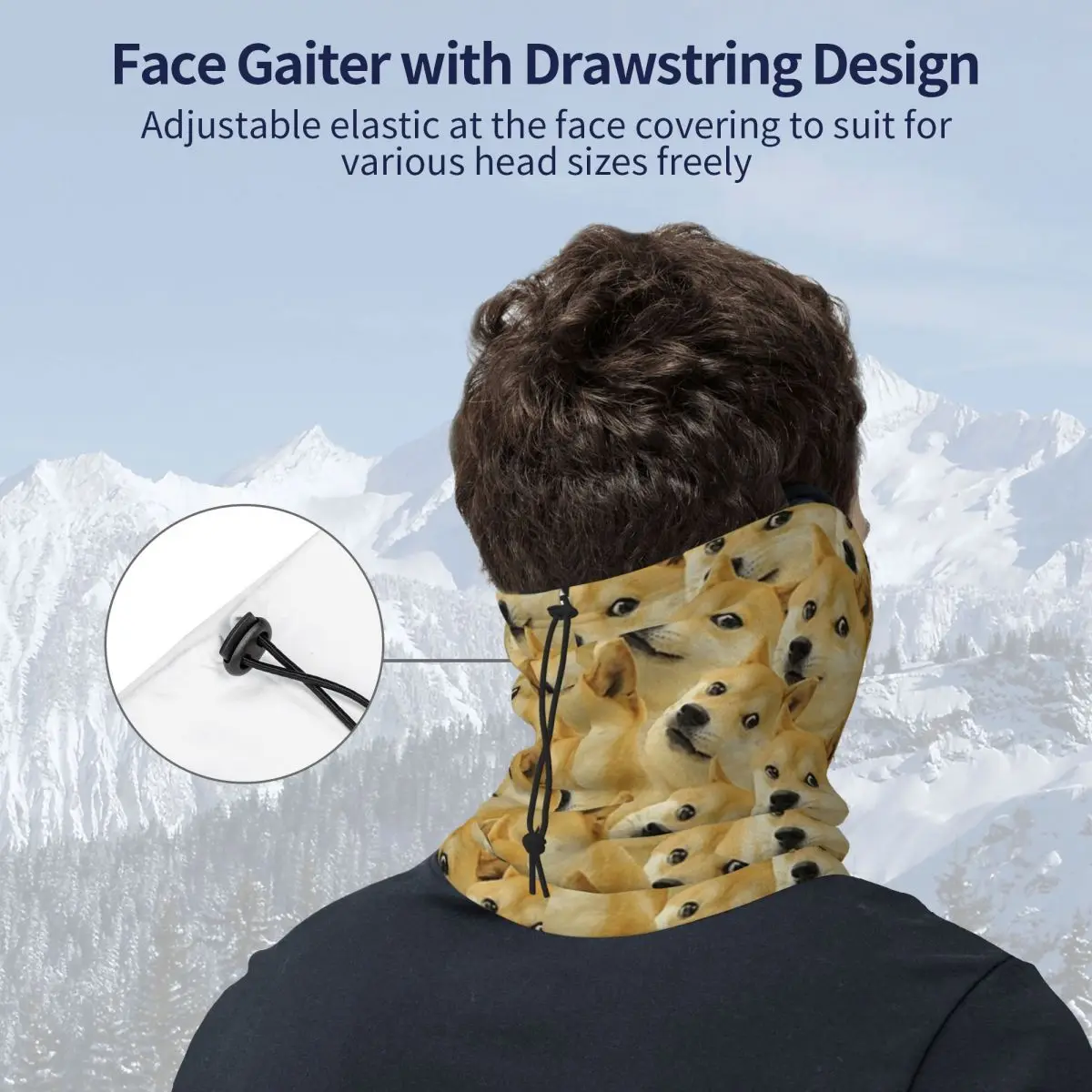 Doge Wow Pattern Shiba Inu Doggo Dog Meme Montage Bandana Neck Gaiter Printed Mask Scarf Riding Headwear Unisex Adult Breathable - view 4