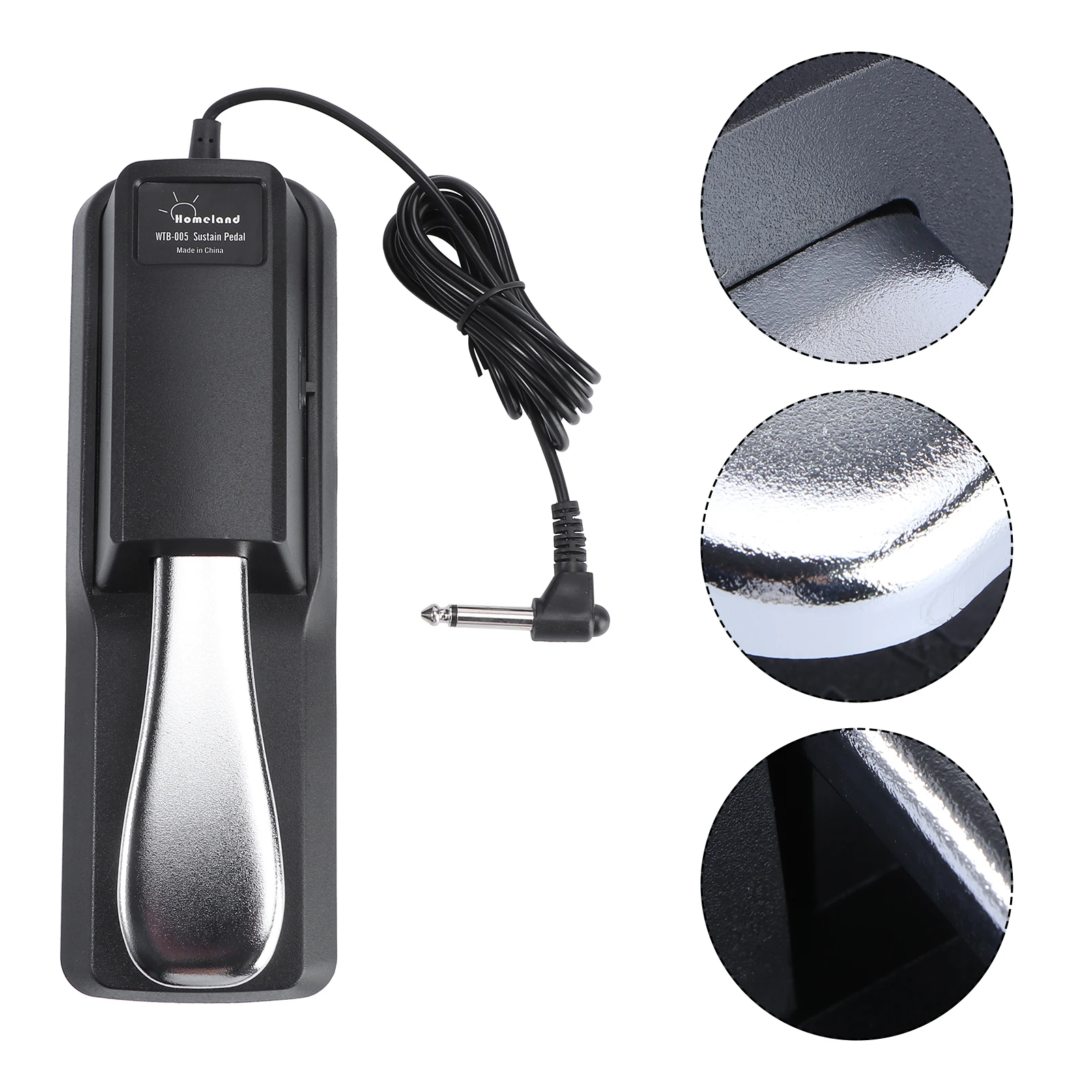 

Cherub -005 Sustain Pedal For Keyboard Black+Silver 23Cm 150Cm Cable Switchable Polarity Damper Pedal For Piano