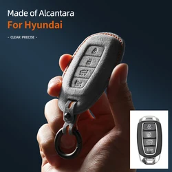 Car Key Case For Hyundai i30 Tucson KONA Encino Solaris Azera Grandeur Ig Accent Santa Fe Palisade Suede Cover Shell Keychain