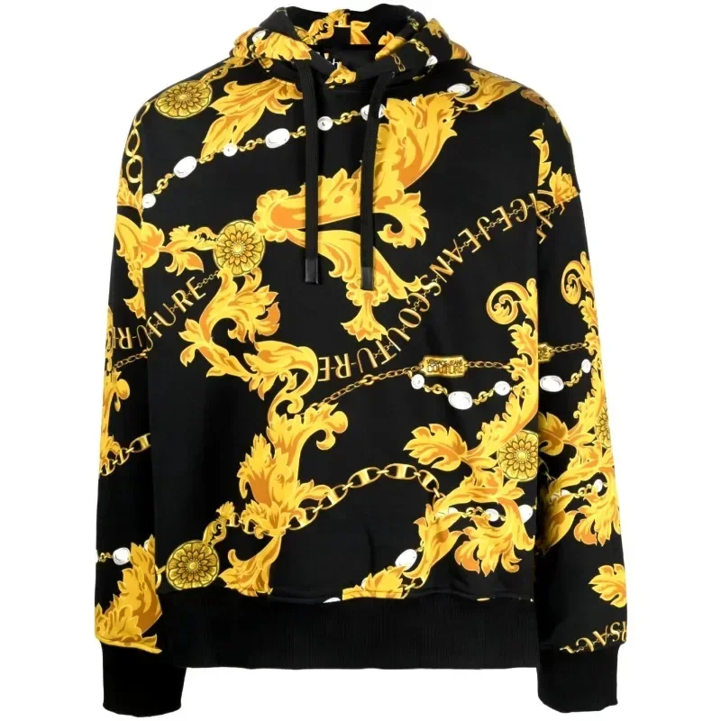 New Print Long Sleeve Sleeve Hooded Sweatshirt Simple Retro Couple's Outfit Hot Selling Loose Fashion Men's Hoodie Sweatshirt